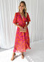 Midi Dress | Floral Print, Puff Sleeves 0