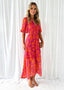 Midi Dress | Floral Print, Puff Sleeves 1