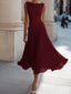 Midi Dress | Gently Draped Neckline, Flowing Skirt 2