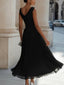 Midi Dress | Gently Draped Neckline, Flowing Skirt 6