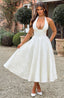 Midi Dress | Halter Neckline, A-Line Silhouette 1
