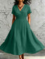 Midi Dress | Lace Trim, Flutter Sleeves, High-Low Hem 2