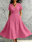 Midi Dress | Lace Trim, Flutter Sleeves, High-Low Hem 3
