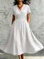 Midi Dress | Lace Trim, Flutter Sleeves, High-Low Hem 4