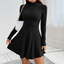 Midi Dress | Mock Neck, Long Sleeves, Flared Hem 1