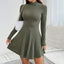 Midi Dress | Mock Neck, Long Sleeves, Flared Hem 3