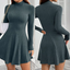 Midi Dress | Mock Neck, Long Sleeves, Flared Hem 4