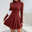 Midi Dress | Mock Neck, Long Sleeves, Flared Hem 5