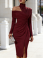 Midi Dress | One Shoulder, Long Sleeve Design 10