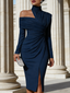 Midi Dress | One Shoulder, Long Sleeve Design 11