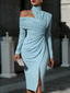 Midi Dress | One Shoulder, Long Sleeve Design 12
