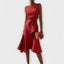 Midi Dress | Pleated Design, Asymmetrical Drape 0