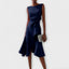Midi Dress | Pleated Design, Asymmetrical Drape 2