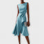 Midi Dress | Pleated Design, Asymmetrical Drape 4