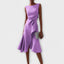 Midi Dress | Pleated Design, Asymmetrical Drape 5