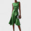 Midi Dress | Pleated Design, Asymmetrical Drape 6