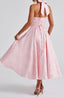 Midi Dress | Plunge Halter Neckline, Lace-Up Back 3