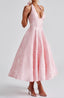 Midi Dress | Plunge Halter Neckline, Lace-Up Back 8