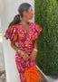 Midi Dress | Puff Sleeves, Floral Printed Design 0