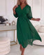 Midi Dress | Puff Sleeves, V-neckline 0