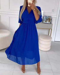 Midi Dress | Puff Sleeves, V-neckline 2