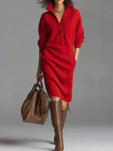 Midi Dress | Ribbed Texture, Sleek Silhouette 1