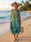Midi Dress | Sleeveless, Abstract Circular Pattern 0