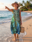 Midi Dress | Sleeveless, Abstract Circular Pattern 1