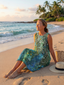 Midi Dress | Sleeveless, Abstract Circular Pattern 2