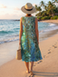 Midi Dress | Sleeveless, Abstract Circular Pattern 4