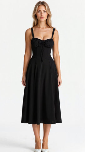 Midi Dress | Sleeveless, Drawstring Detail 1
