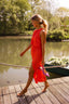 Midi Dress | Sleeveless, High Collar, Side Slit 7