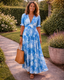 Midi Dress | Sleeveless, V-Neckline, Floral Pattern 2