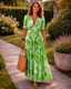 Midi Dress | Sleeveless, V-Neckline, Floral Pattern 3