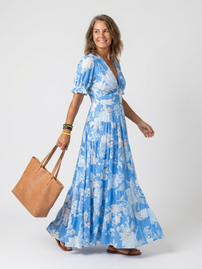 Midi Dress | Sleeveless, V-Neckline, Floral Pattern 6