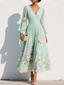Midi Dress | V-Neckline, Sheer Balloon Sleeves 0