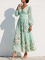 Midi Dress | V-Neckline, Sheer Balloon Sleeves 1