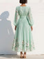 Midi Dress | V-Neckline, Sheer Balloon Sleeves 2