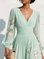 Midi Dress | V-Neckline, Sheer Balloon Sleeves 3