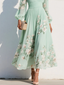 Midi Dress | V-Neckline, Sheer Balloon Sleeves 4