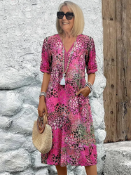 Midi Dress | Vibrant Pattern, Flowing Silhouette 3
