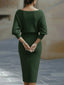 Midi Dress | White Draped Cowl Neckline, Batwing Sleeves 4