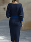 Midi Dress | White Draped Cowl Neckline, Batwing Sleeves 6