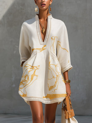 Mini Dress | A-Line Silhouette, Crochet Lace Accents 0
