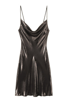 Mini Dress | Cowl Neck, Metallic Finish 4