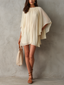 Mini Dress | Lace Trim, Flutter Sleeves, High-Low Hem 0