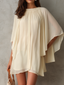 Mini Dress | Lace Trim, Flutter Sleeves, High-Low Hem 1
