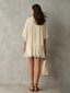 Mini Dress | Lace Trim, Flutter Sleeves, High-Low Hem 2