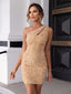 Mini Dress | One-Shoulder Design, All-Over Sequins 0