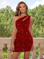 Mini Dress | One-Shoulder Design, All-Over Sequins 1